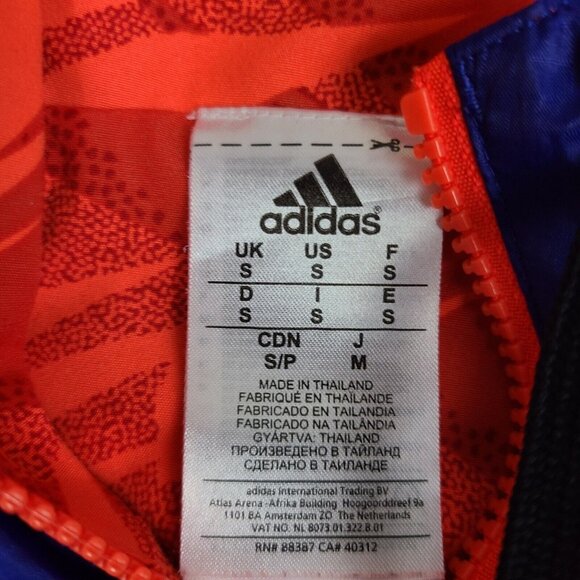 Adidas 2.0 Reversable Windbreaker Men's Small Multi Orange Blue Stripe Neon - Picture 3 of 7